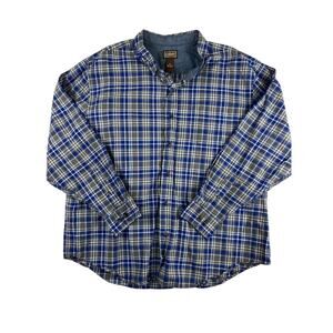 C.E. Schmidt Workwear Men's Flannel Shirt 2X Blue Gray Plaid Button Down Long